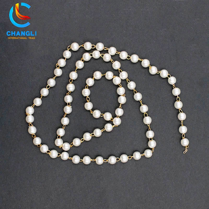 Round pearl with hole imitation gold necklace