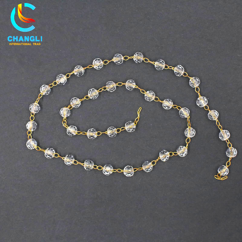 Transparent round bead imitation gold necklace