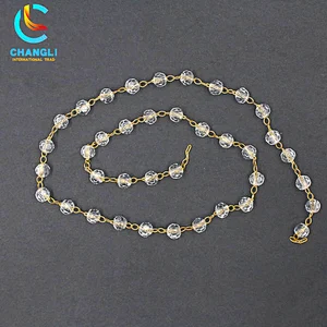 Transparent round bead imitation gold necklace