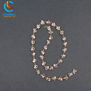 Transparent pink to imitation gold necklace