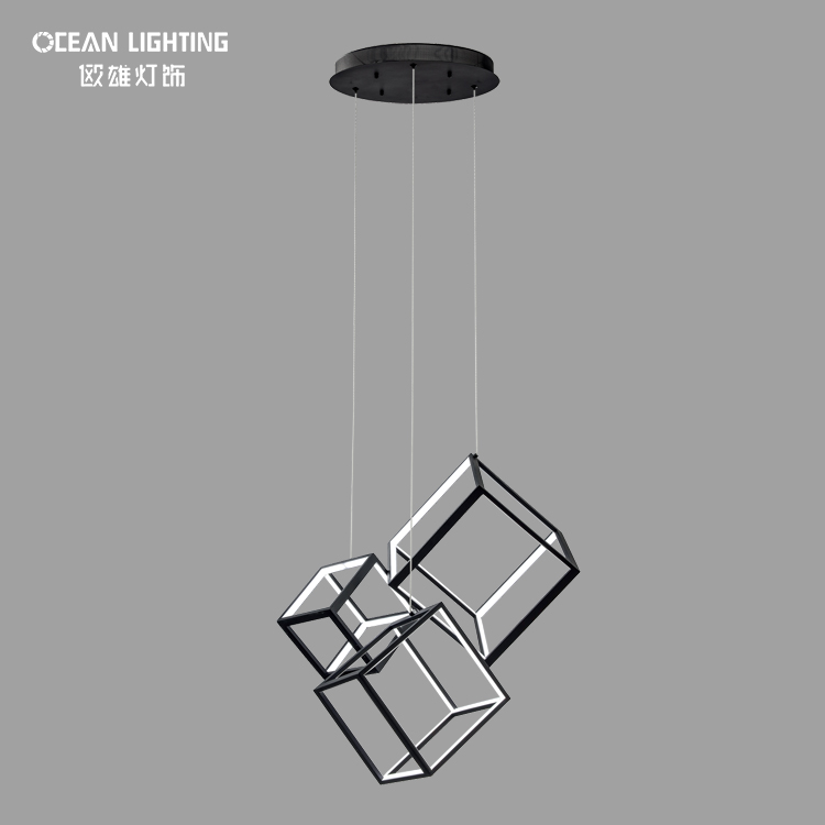 Modern Simple Silicone Aluminum Cube 3Heads White/Black 80W LED Chandeliers