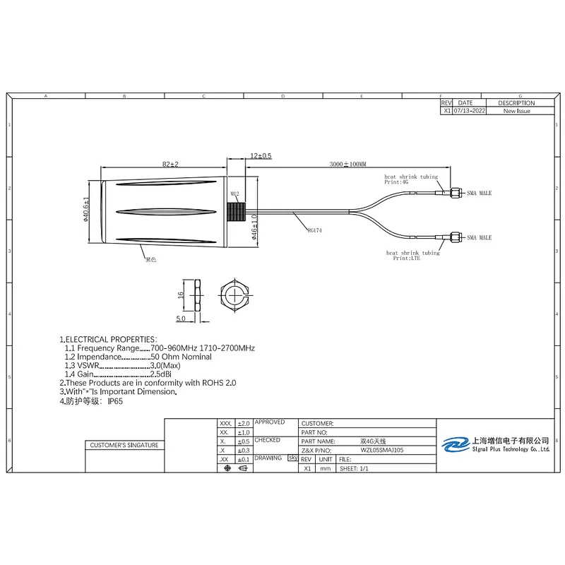 Saída de fábrica Ip66/Ip67 Armário Logística 3 Em 1Combo Antena Parafuso Ao Ar Livre Montagem Wifi GPS 4G Lte Antena de Comunicação Antena