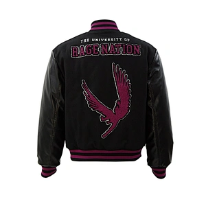 zip leather baseball jacket for men