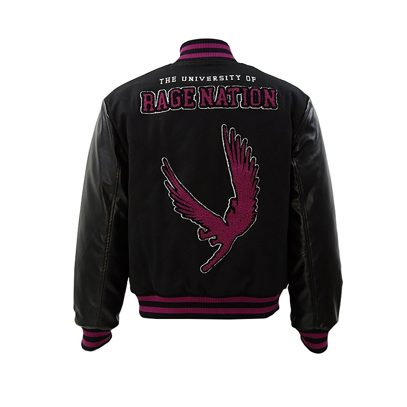 zip leather baseball jacket for men