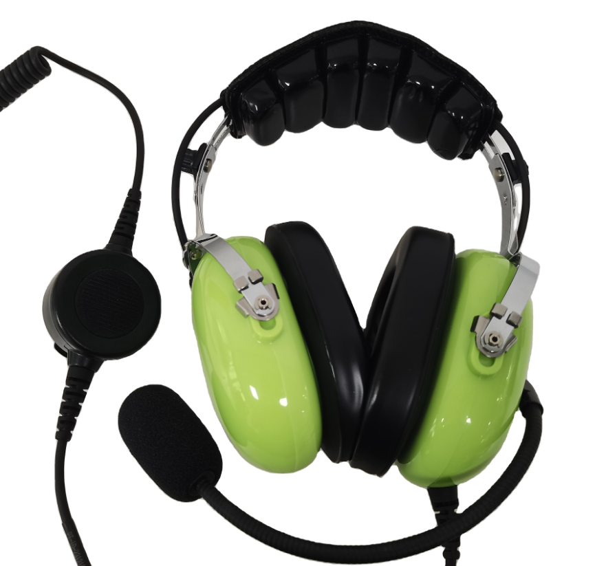 Noise canceling headset with quick release ptt