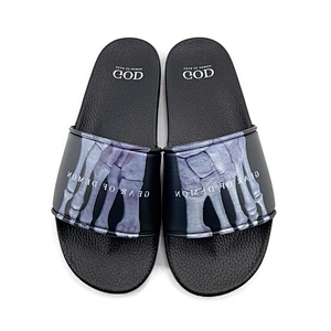 Greatshoe 2020 new china factory custom logo black slide sandals,leather sandals men,slides footwear