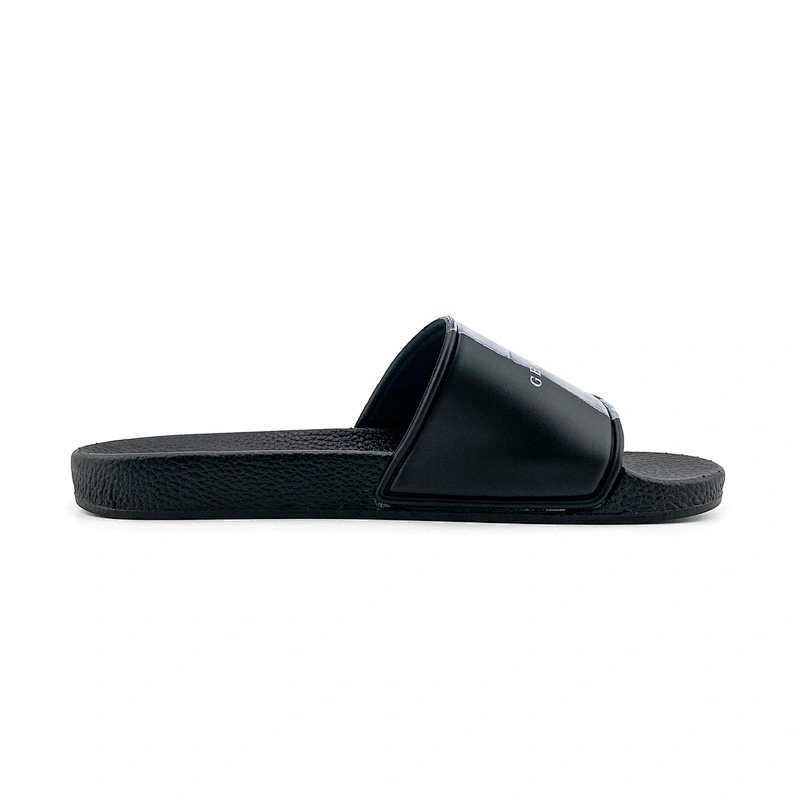 Greatshoe 2020 new china factory custom logo black slide sandals,leather sandals men,slides footwear