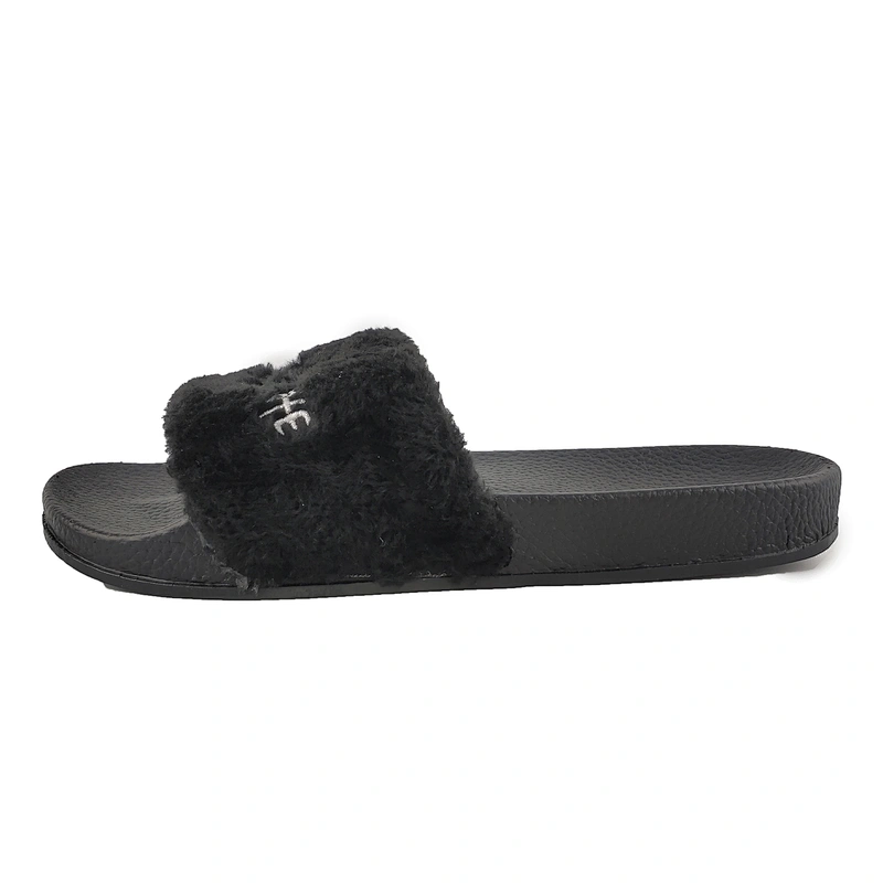 Greatshoe top quality cheap lightweight Breathable girl's custom faux slide slipper sandal fur slides