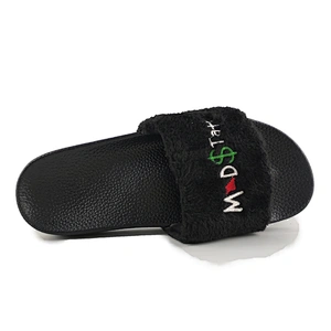 Greatshoe top quality cheap lightweight Breathable girl's custom faux slide slipper sandal fur slides