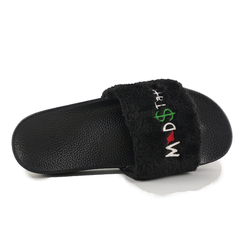 Greatshoe top quality cheap lightweight Breathable girl's custom faux slide slipper sandal fur slides