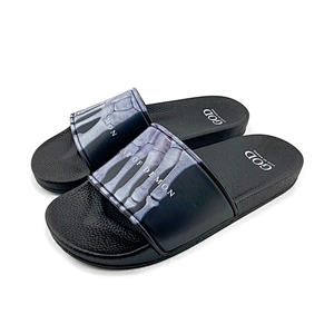 Greatshoe 2020 new china factory custom logo black slide sandals,leather sandals men,slides footwear