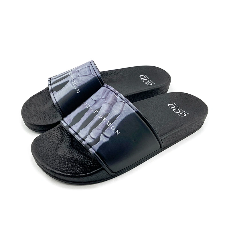 Greatshoe 2020 new china factory custom logo black slide sandals,leather sandals men,slides footwear