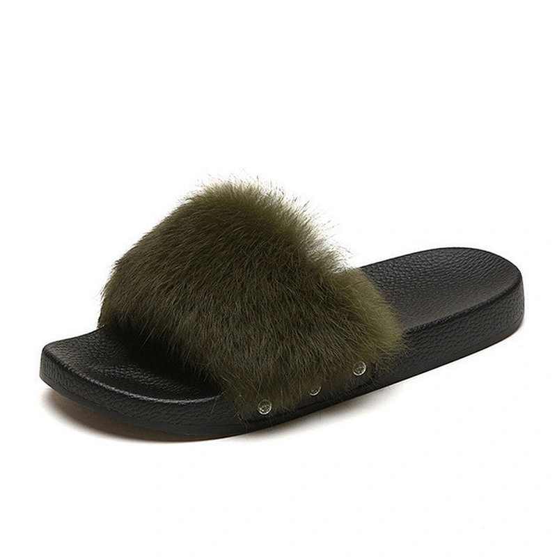 Greatshoe cheap winter faux fur slippers indoor ladies,women slide sandal slipper with fur