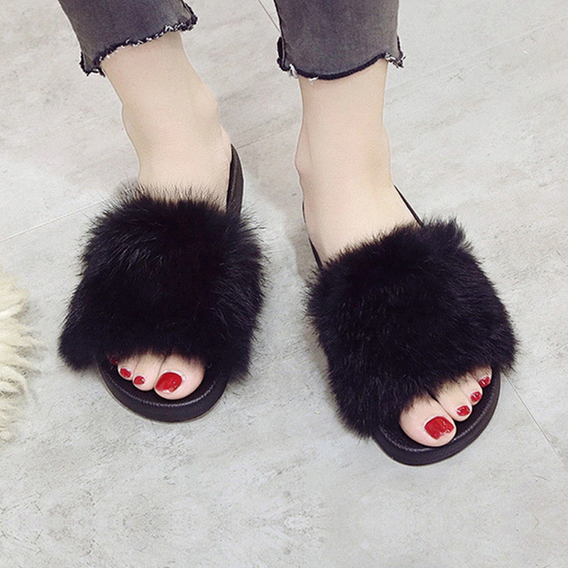 Greatshoe cheap winter faux fur slippers indoor ladies,women slide sandal slipper with fur