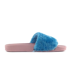 Greatshoe winter women sandal,pink faux fur slides,custom fur slippers