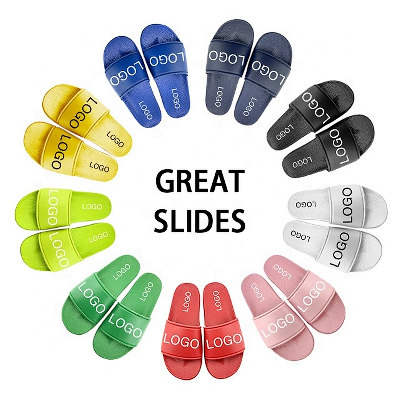 Greatshoe custom black PVC men slides footwear sandal summer custom logo slide sandal