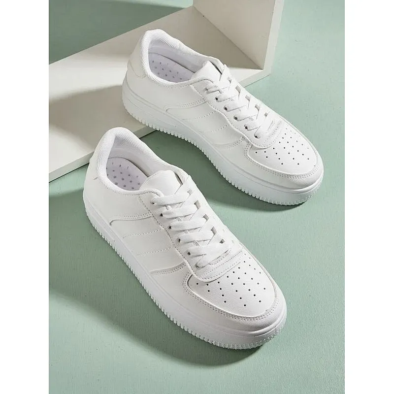 Greatshoes school white leather sneakers for women and men rubber sole lace up model footwear men sports shoes