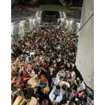 Inside a US transport taking off from Kabul.Extraordinary.------No Masks