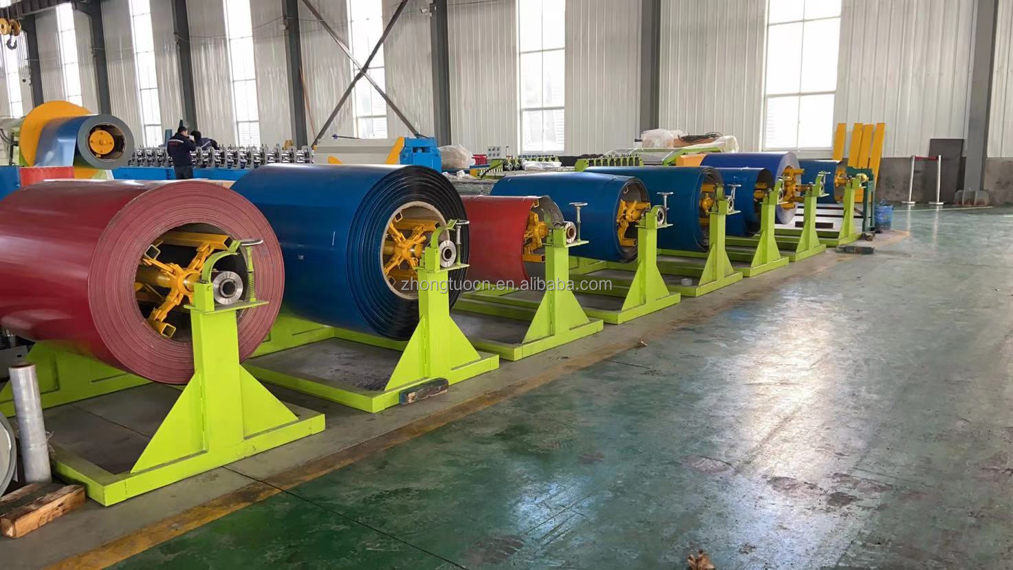 GI PPGI Roofing Sheet Roll Forming Machine Roof Wall Panel Roll Forming Machine Aluminum Trapezoidal Metal Colored Steel Tile
