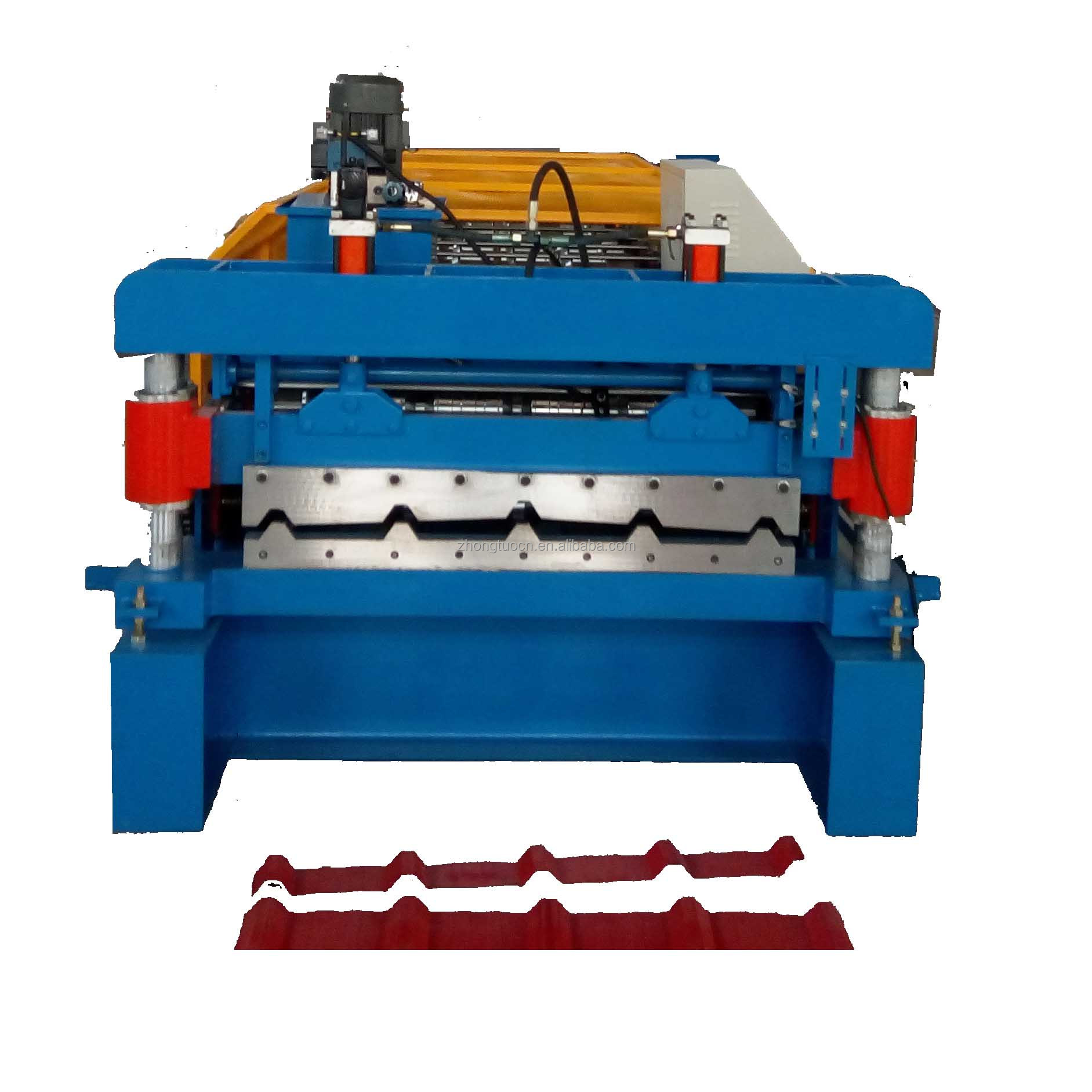 GI PPGI Roofing Sheet Roll Forming Machine Roof Wall Panel Roll Forming Machine Aluminum Trapezoidal Metal Colored Steel Tile