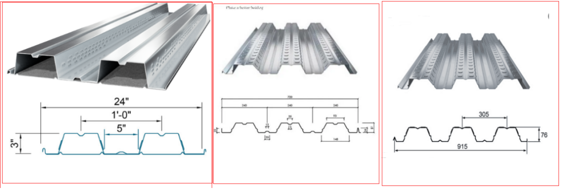 drawing of steel floor decking