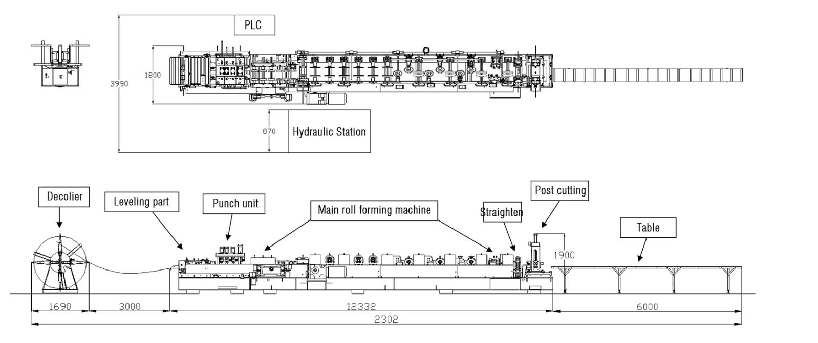 Automatic C Z purlin roll forming machine