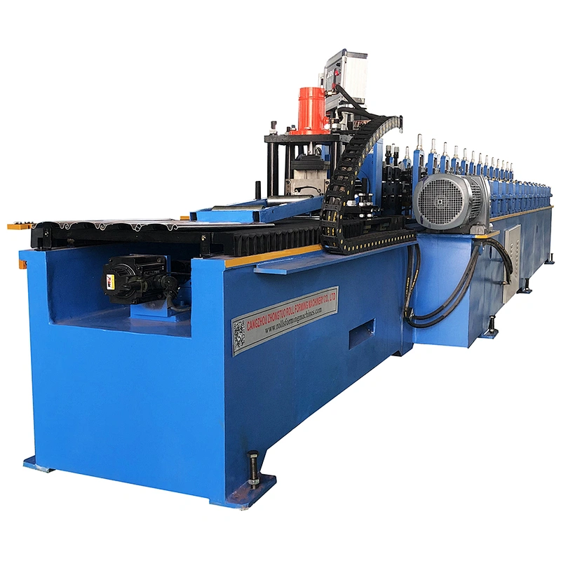 Rolling shutters forming machine of galvanized steel profiles with flat or curved cross section (solid)