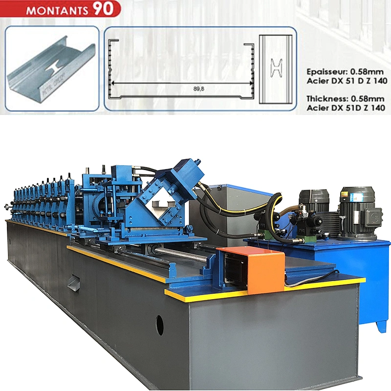 Máquina perfiladora de perfiles y rieles de acero galvanizado de calibre 25 para marcos