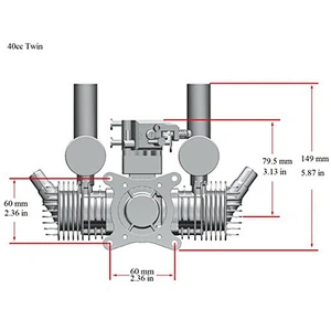 RCGF 40cc Twin Cylinder Petrol/Gasoline Engine Dual Cylinder with Muffler/Igniton/Spark Plug for RC Model Airplane