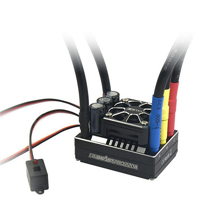Full Aluminum Case ZTW Beast Pro 220A 3-6S Lipo Waterproof Brushless ESC Built-in 6V/7.4V 8A adjustable BEC for 1/8 rc car
