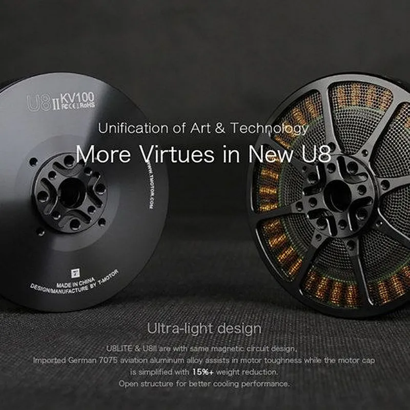 T-motor Newest U8 II KV85 Efficient Sliver Winding FOC ESC For UAV
