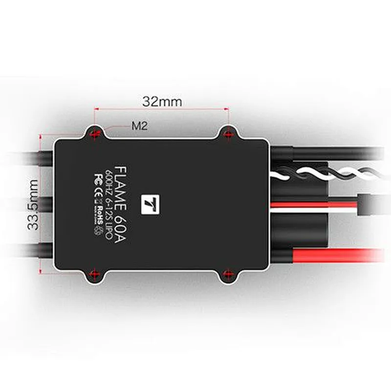 T-motor FLAME 60A (6-12s 600HZ NO BEC) waterproof Brushless ESC for UAV drone