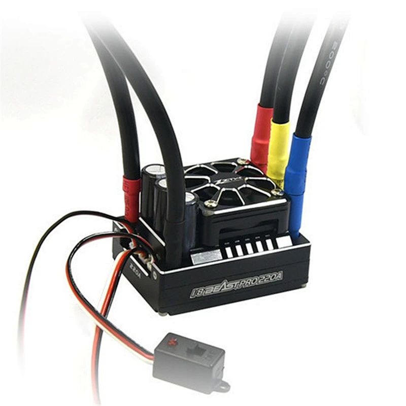 Full Aluminum Case ZTW Beast Pro 220A 3-6S Lipo Waterproof Brushless ESC Built-in 6V/7.4V 8A adjustable BEC for 1/8 rc car