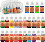 24 Colors Quick Drying Water Based Airbrush Paint,12x11ml Airbrush Paint Set of Acrylic Paint Include 8 Color Metallic Paint with 100ml Airbrush Thinner