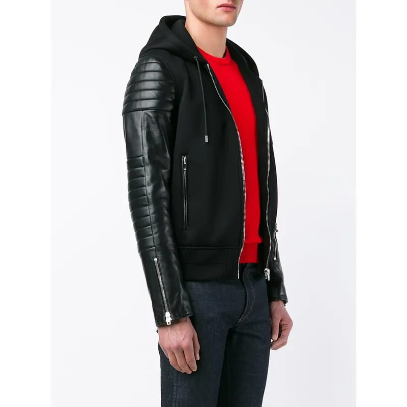 Men's fashion leather hoodie