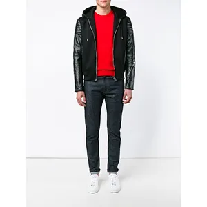Men's fashion leather hoodie