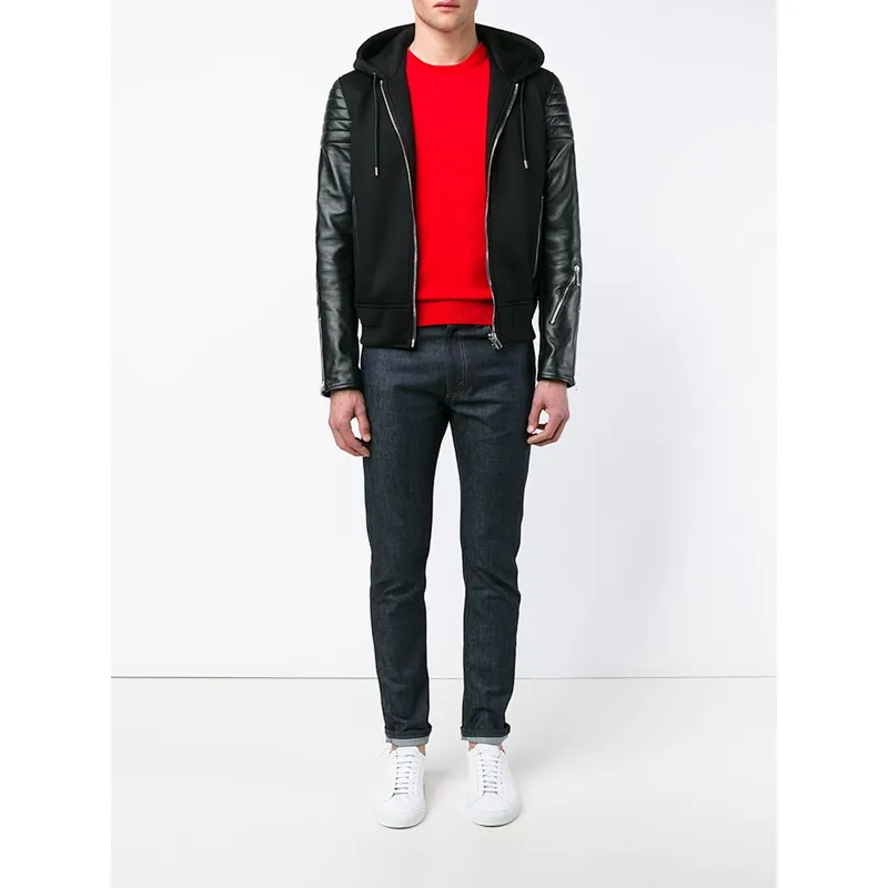 Men's fashion leather hoodie
