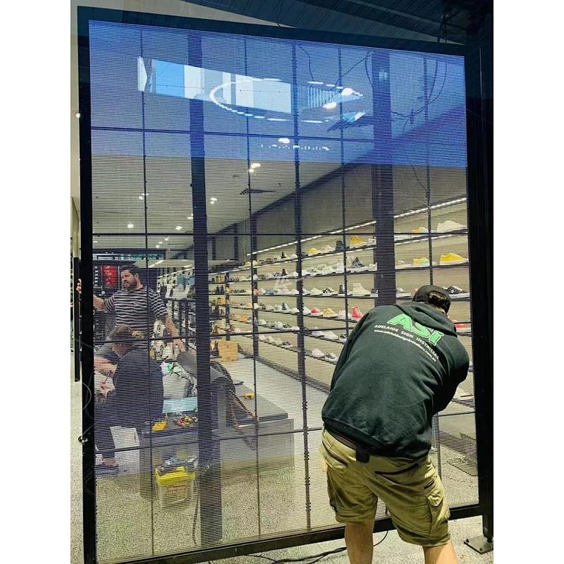P3.91 High Transparency Easy Maintenance transparent Glass Curtain led screen display screen flexible