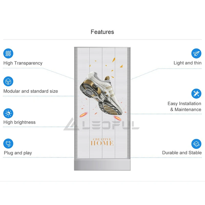 durable and stable screen plug and play High Transparency  LED Display