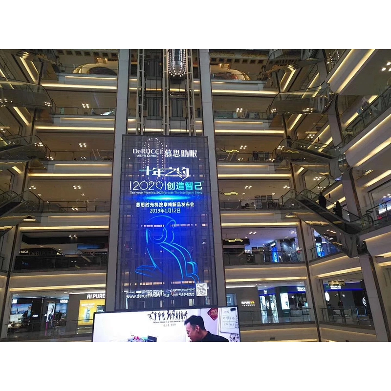 See through full color high brightness RGB P3.91 mesh grille large indoor transparent glass LED display panel screen