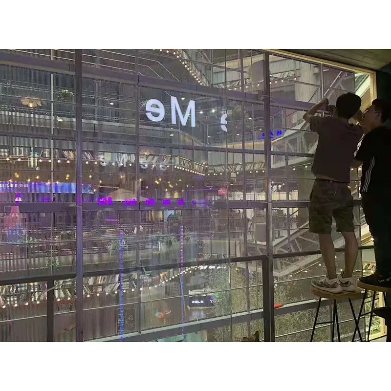 P3.9/P7.8 small transparent led glass panel display screen flexible on glass
