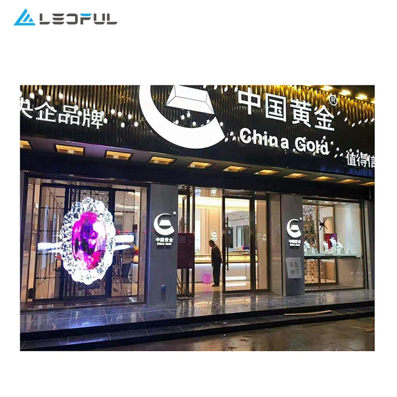 1.6x0.8m high transparent poster LED display for advertising