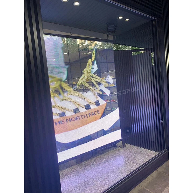 See Through Indoor P2.9 Transparent Curtain top ten window led display screen manufacturer transparent screen display in china