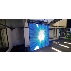 See through full color high brightness RGB P3.91 mesh grille large indoor transparent glass LED display panel screen