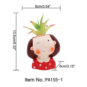 Cute cartoon Girl Ceramic Flower Pot For Succulents Cactus Plants Mini Pot Planter Home Garden Decoration