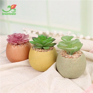 Ceramic  Macaron Egg-shaped Pot Wholesale Special Small Flower Pot with artificial plants for office home decor