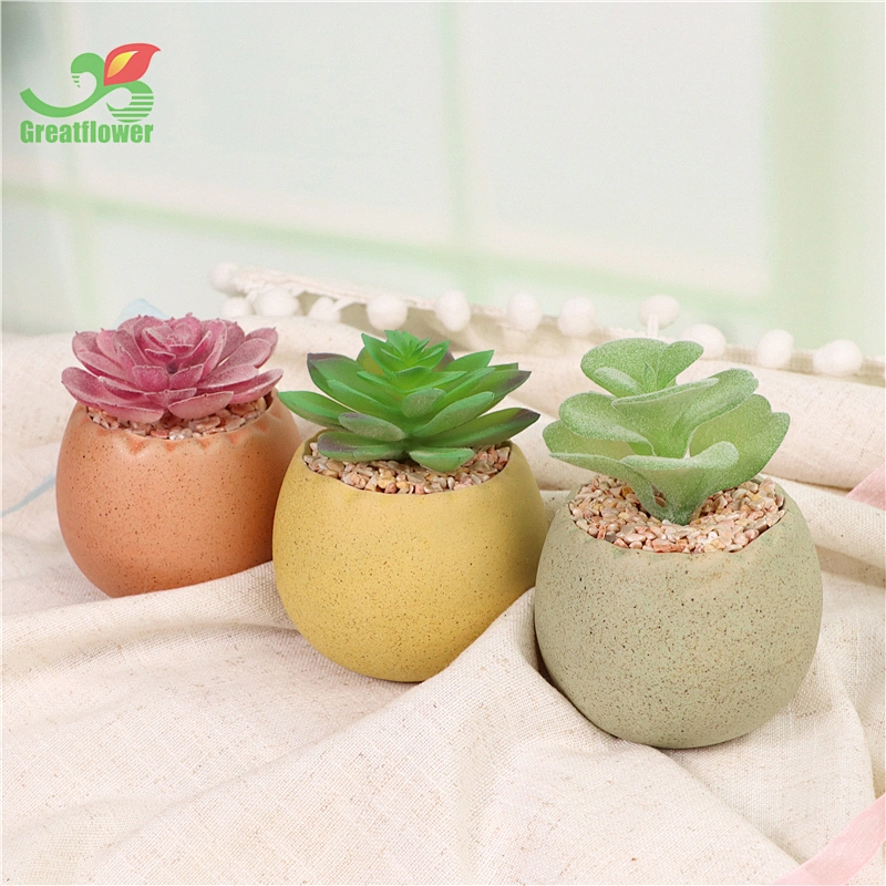 Ceramic  Macaron Egg-shaped Pot Wholesale Special Small Flower Pot with artificial plants for office home decor