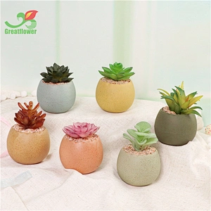 Ceramic  Macaron Egg-shaped Pot Wholesale Special Small Flower Pot with artificial plants for office home decor