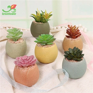 Ceramic  Macaron Egg-shaped Pot Wholesale Special Small Flower Pot with artificial plants for office home decor