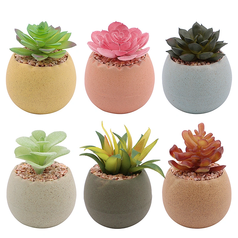 Ceramic  Macaron Egg-shaped Pot Wholesale Special Small Flower Pot with artificial plants for office home decor